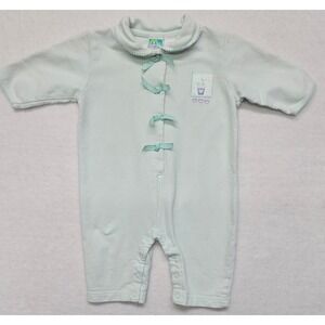 Vintage Mc Baby Infant‎ Romper 3/6 Months Light Green Cotton Sleeved Onesie
